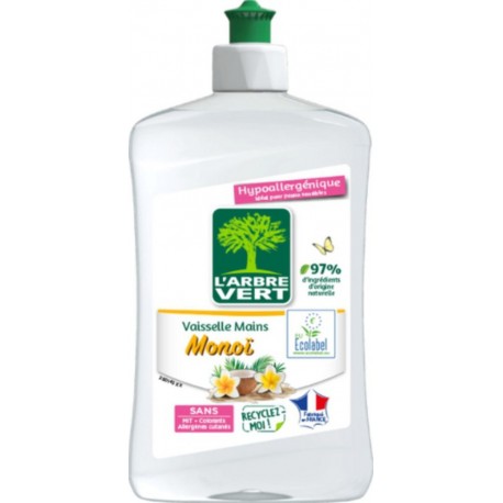 L'ARBRE VERT Liquide Vaisselle Mains Hypoallergénique Monoï 500ml