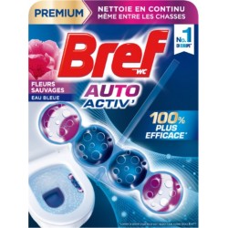 BREF Bloc WC Fleurs Sauvages Eau Bleu Auto Activ' Premium