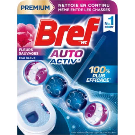 BREF Bloc WC Fleurs Sauvages Eau Bleu Auto Activ' Premium