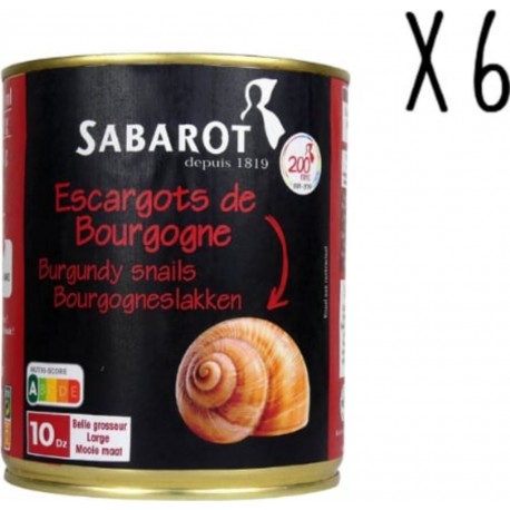 SABAROT Sabarot Lot 6 X Escargots De Bourgogne 10 Douzaines Conserve 465g