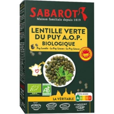 SABAROT Lentille Verte Du Puy Bio A.O.P. étui 500g Sabarot