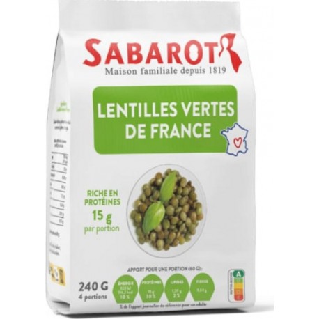 SABAROT Lentilles Vertes De France Sachet Papier 240g Sabarot