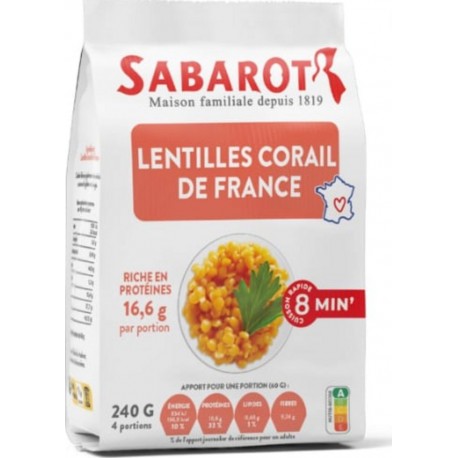 SABAROT Lentilles Corail De France Sachet Papier 240g Sabarot