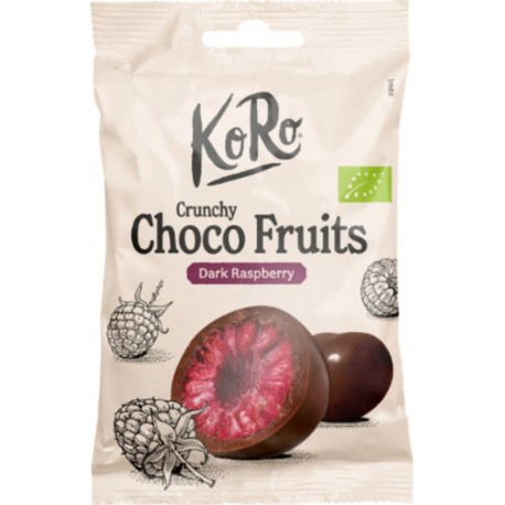 KORO Framboises Lyophilisées Enrobées de Chocolat Noir Bio 50g