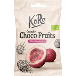 KORO Framboises Lyophilisées Enrobées de Chocolat Blanc Bio 50g