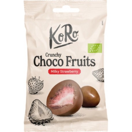 KORO Fraises Lyophilisées Enrobées de Chocolat au Lait Entier Bio 50g