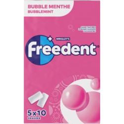 FREEDENT Chewing-Gum Bubble Menthe Sans Sucres 5x10 dragées