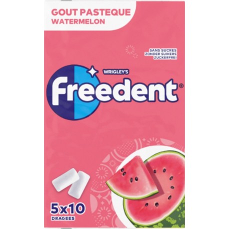 FREEDENT Chewing-Gum Pastèque Sans Sucres 5x10 dragées