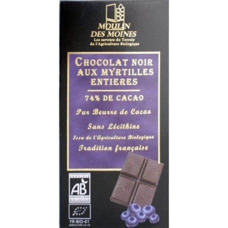 MOULIN DES MOINES Chocolat Noir Aux Myrtilles 100 Gr Moulin Des Moines