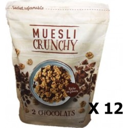 AGIDRA Lot 12x Muesli Croustillant Aux 2 Chocolats Paquet 450g