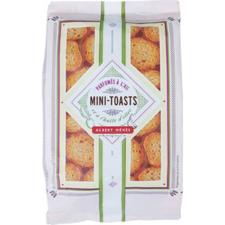 ALBERT MENES Mini-Toasts à l'Huile d'Olive Parfumés à l'Ail 100g