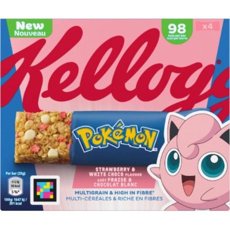 KELLOGG'S Barres céréales Pokémon Fraise et Chocolat Blanc Multi - Céreales & Riche en Fibres