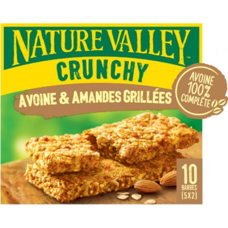 NATURE VALLEY Barres de Céréales Crunchy Avoine & Amandes Grillées