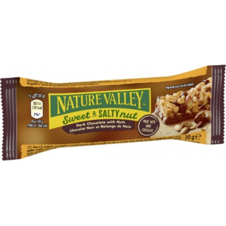NATURE VALLEY Barres Céréales Sweet And Salty Nut Chocolat Noir Cacahuètes et Amandes 30g