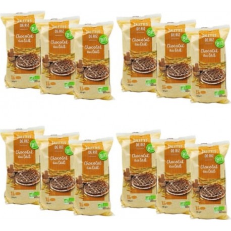 AGIDRA Lot 12x Galettes De Riz Chocolat Au Lait Bio Paquet 100g