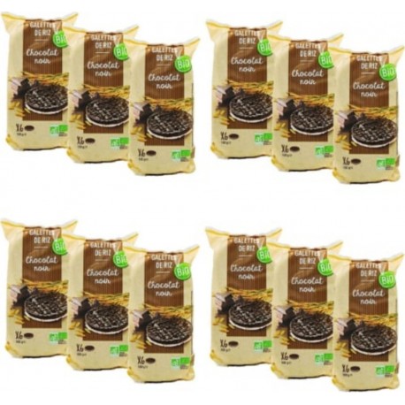 AGIDRA Lot 12x Galettes De Riz Chocolat Noir Bio Paquet 100g
