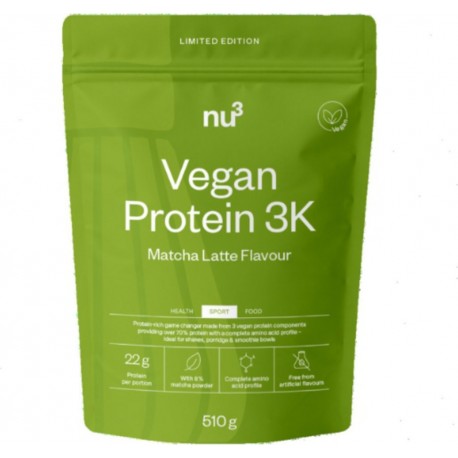 NU3 Protéines en Poudre Vegan Protein 3K Édition Limitée Goût Matcha Latte