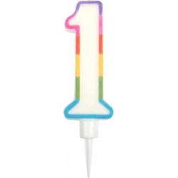 PARIS PRIX Bougie D'anniversaire chiffre 1 10cm Multicolore