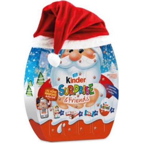 KINDER Calendrier de l'Avent Enfants Chocolat au Lait avec Bonnet de Père Noël le calendrier 29 pièces 370g
