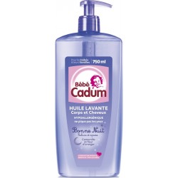 CADUM Huile lavante bébé Corps et Cheveux Hypoallergénique Camomille et Fleur D'Oranger Bonne Nuit 750ml