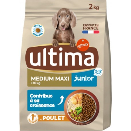 ULTIMA Croquettes Pour Chien Junior Medium Maxi +10Kg Poulet