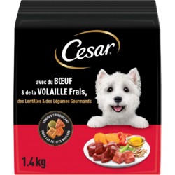 CESAR Croquettes pour Chien Adulte Petit Tendre et Croustillant Pour Les Petites Bouches Boeuf Volaille Lentilles Legumes Gourma