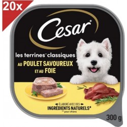 CESAR Barquettes Au Poulet Et Au Foie En Terrine Pour Chien 20x300g