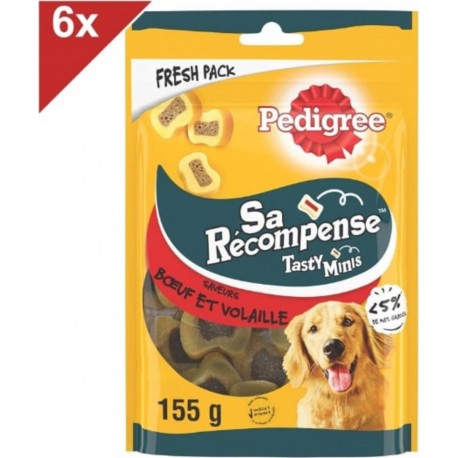 PEDIGREE Sa Rã©compense Friandises Saveurs Boeuf Et Volaille Pour Chien 6x155g