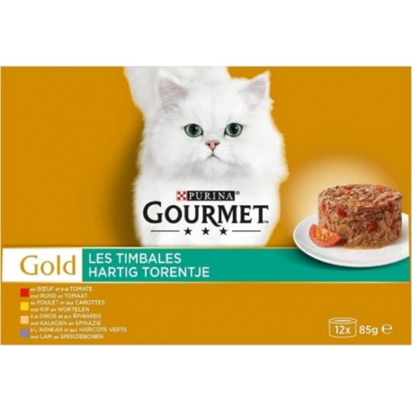 Gourmet Gold Les Timbales Patée Pour Chat Adulte Bœuf, Poulet, Dinde, Agneau, Legume 23