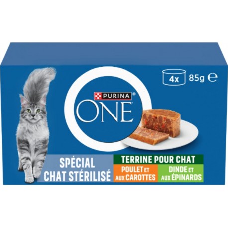 PURINA Pâtée Pour Chat Adulte Stérilisé en Terrine Dinde Poulet et Légumes