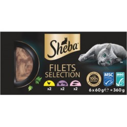 SHEBA Pâtée pour Chat en Filets Poulet et Poissons