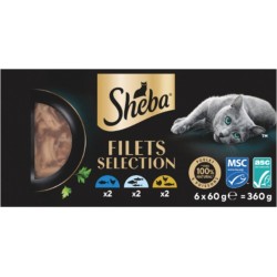 SHEBA Pâtée pour Chat en Filets Poulet et Poissons