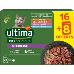 ULTIMA Pâtée Pour Chat Adulte Stérilisé En Sauce Contrôle du Poids Facile à Digérer Fit & Delicious