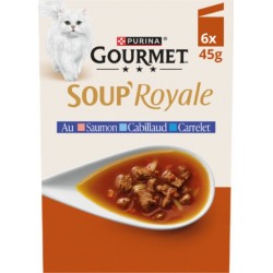 GOURMET Pâtée pour Chat Adulte Saumont Cabillaud Carrelet Soup' Royale
