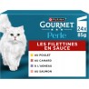 GOURMET Pâtée pour Chat Adulte Filettines en Sauce Poulet Agneau Canard Saumon