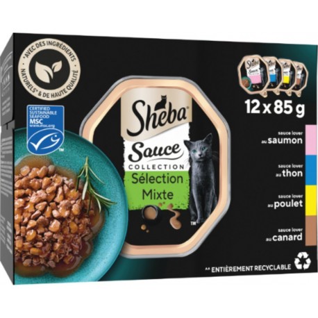 SHEBA Pâtée pour Chat Adulte en Sauce Sélection Mixte 4 Variétés