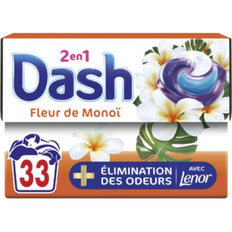 DASH Lessive Capsules Pods 2en1 Elimination des Odeurs Fleur de Monoi