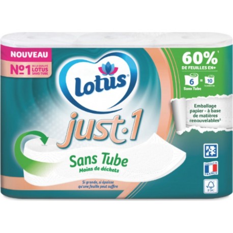 LOTUS Papier toilette Just 1 Sans Tube 5 Épaisseurs
