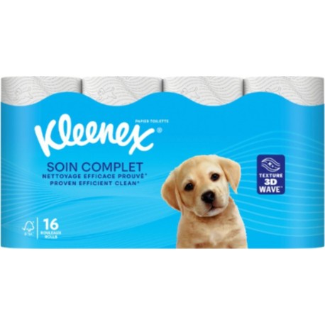 KLEENEX Papier toilette Texture 3D-Wave Nettoyage Efficace Soin Complet Blanc FSC