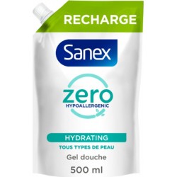 SANEX Gel Douche Recharge Hypoallergénique Hydratant Tous Types de Peaux 500ml