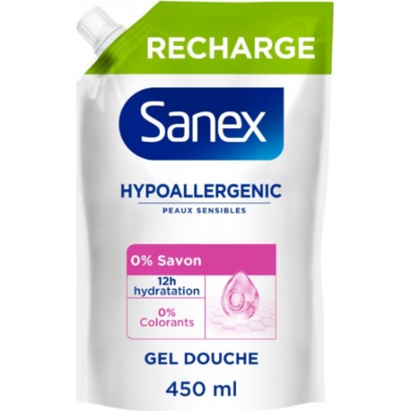 SANEX Gel Douche Hypoallergenic pour Peaux Sensibles 450ml