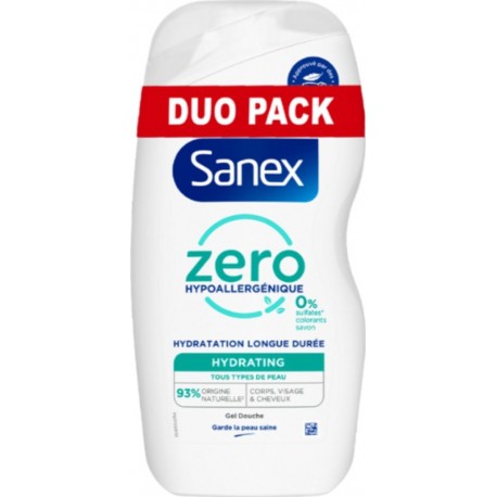 SANEX Gel Douche Zero Hypoallergénique Hydratant pour Tous Types de Peau
