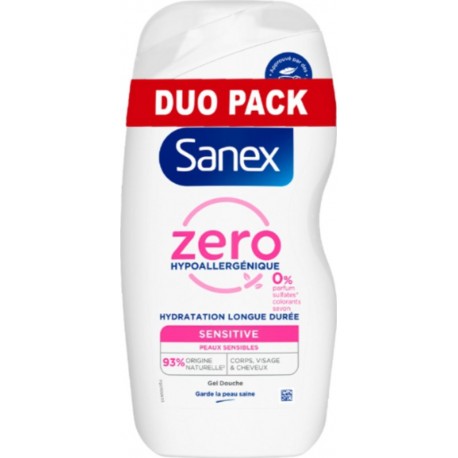 SANEX Gel Douche Zero Hypoallergénique Sensitive Peaux Sensibles