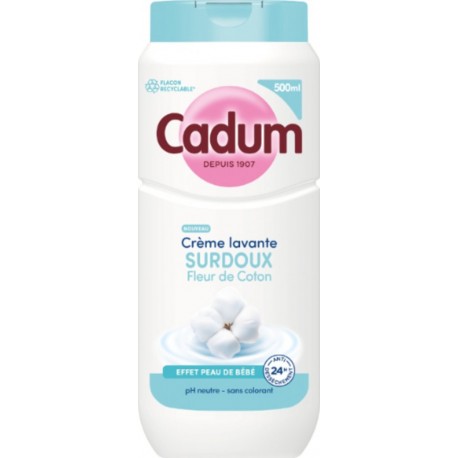 CADUM Crème Lavante Surdoux Fleur De Coton Effet Peau de Bébé Ph Neutre 500ml
