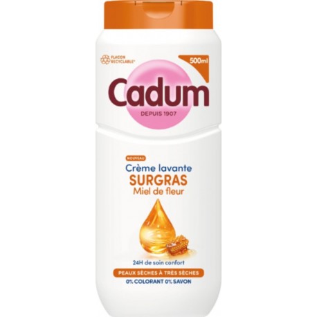 CADUM Crème Lavante Surgras Miel de Fleur pour Peaux Sèches à Très Sèches