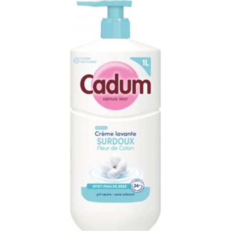 CADUM Crème Lavante Surdoux Fleur de Coton Effet Peau de Bébé Ph Neutre 1L