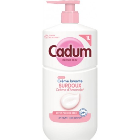 CADUM Crème Lavante Surdoux Crème d'Amande Effet Peau de Bébé Ph Neutre 1L