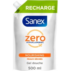 SANEX Gel Douche Recharge Hypoallergénique Hydratant Peaux Sèches 500ml
