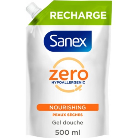 SANEX Gel Douche Recharge Hypoallergénique Hydratant Peaux Sèches 500ml