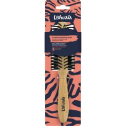 USHUAIA Brosse à Cheveux pour Brushing Bois Lisse et Réduit les Frisottis Picots Nylon Ronde